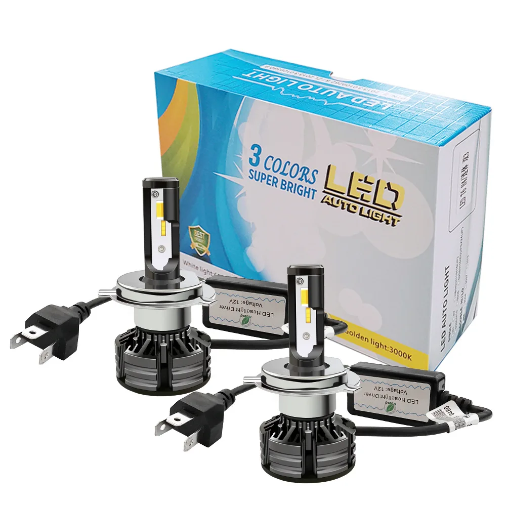 

H4/H7/H11 Tri-Color LED Headlight Bulbs Dual Beam IP67 Waterproof Car Accessories Tools
