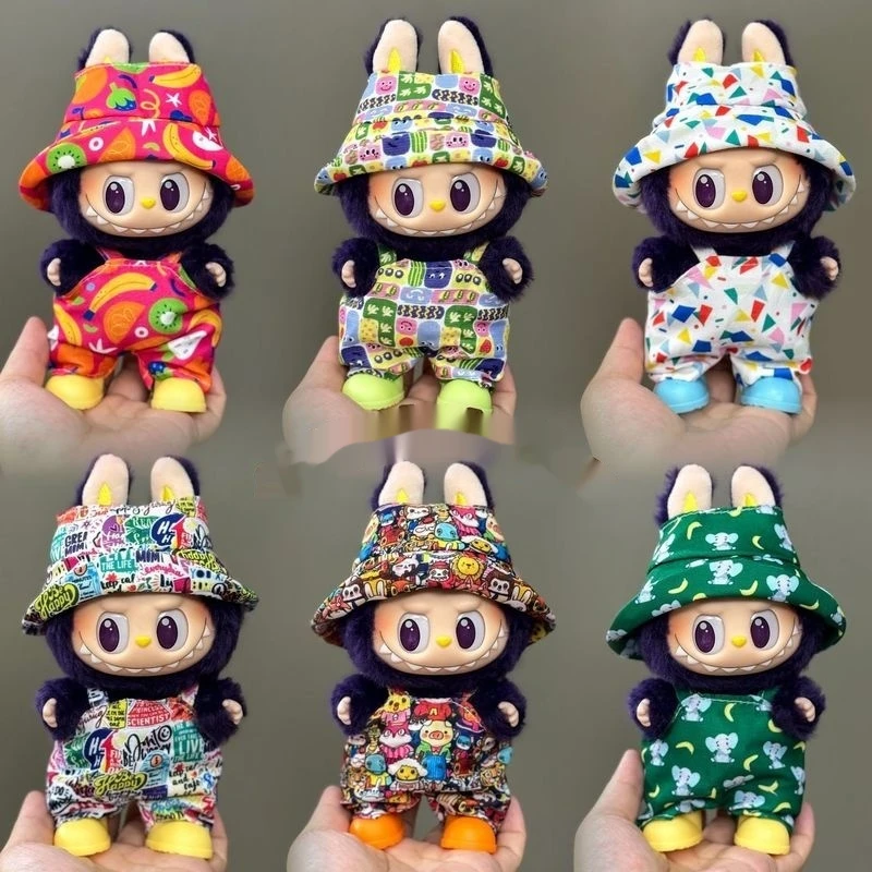 17 سنتيمتر ل Labubu موضة أفخم قلادة طبعة محدودة الملونة إكسسوارات دمي مهرجان الهدايا دمية موضة ملابس دمى