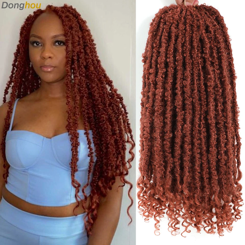 Goddess Butterfly Locs Crochet Hair 18 Inch 8 Packs Synthetic Ombre Distressed Butterfly Locs Crochet Hair Curly Ends for Women