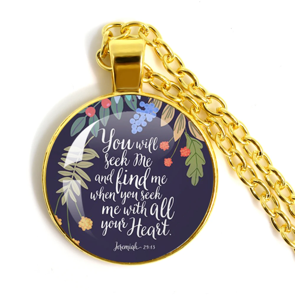 Ты види меня, и найдите меня, когда вы вы в себя меня с помощью всего вашего сердца, библейский стих, ожерелье с цитатой, христианское ювелирное изделие, кулон, подарок
