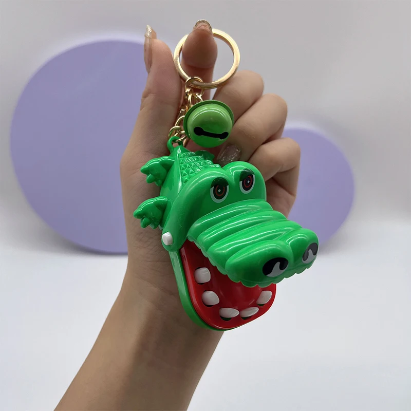 Funny Cute Cartoon Mouth Tooth Alligator Hand Keyring Children's Toy Biting Crocodile Game Keychain Women Men Gift Bag Pendant