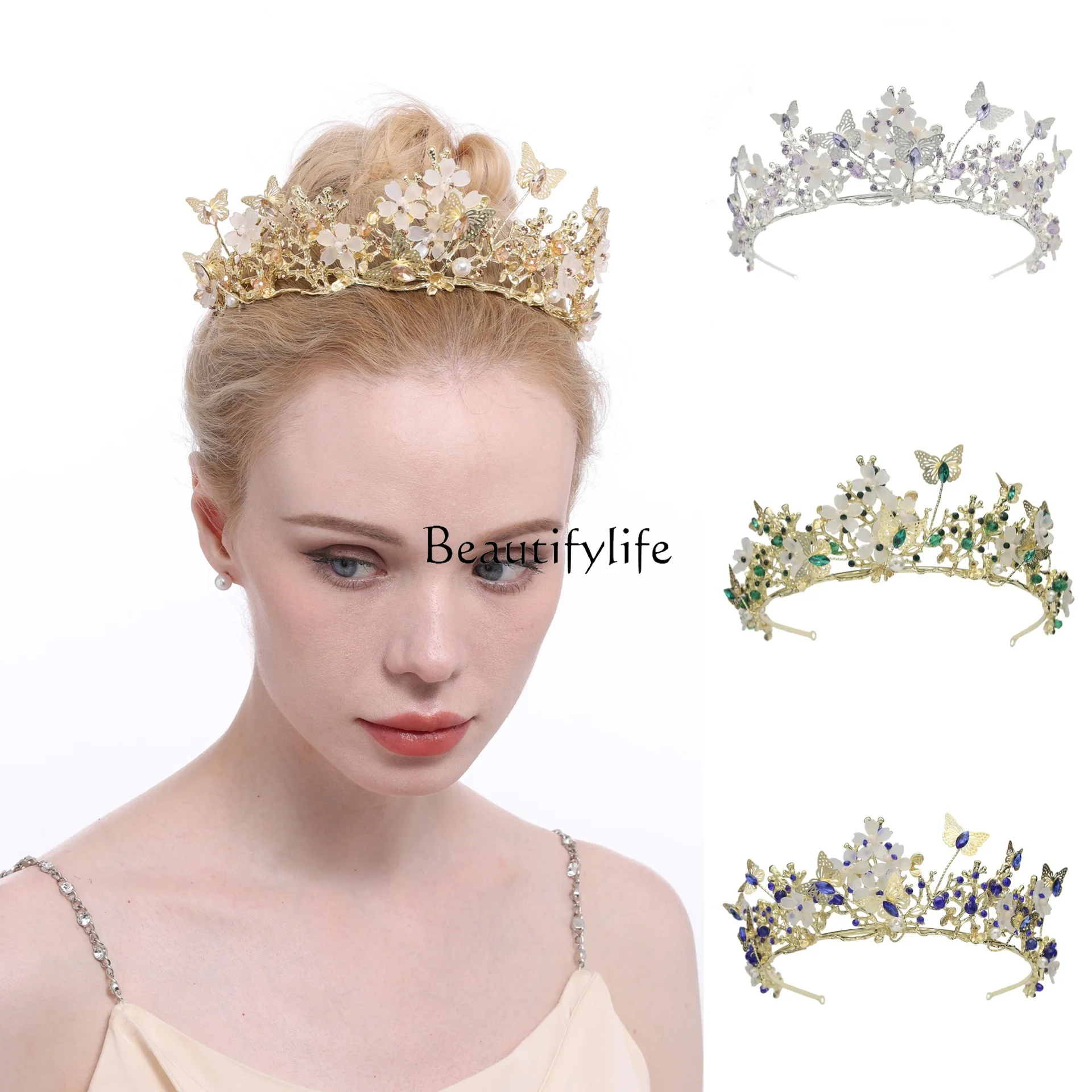 

Alloy spring retro bridal crown European and American antique electroplating hair accessories handmade wreath headdress