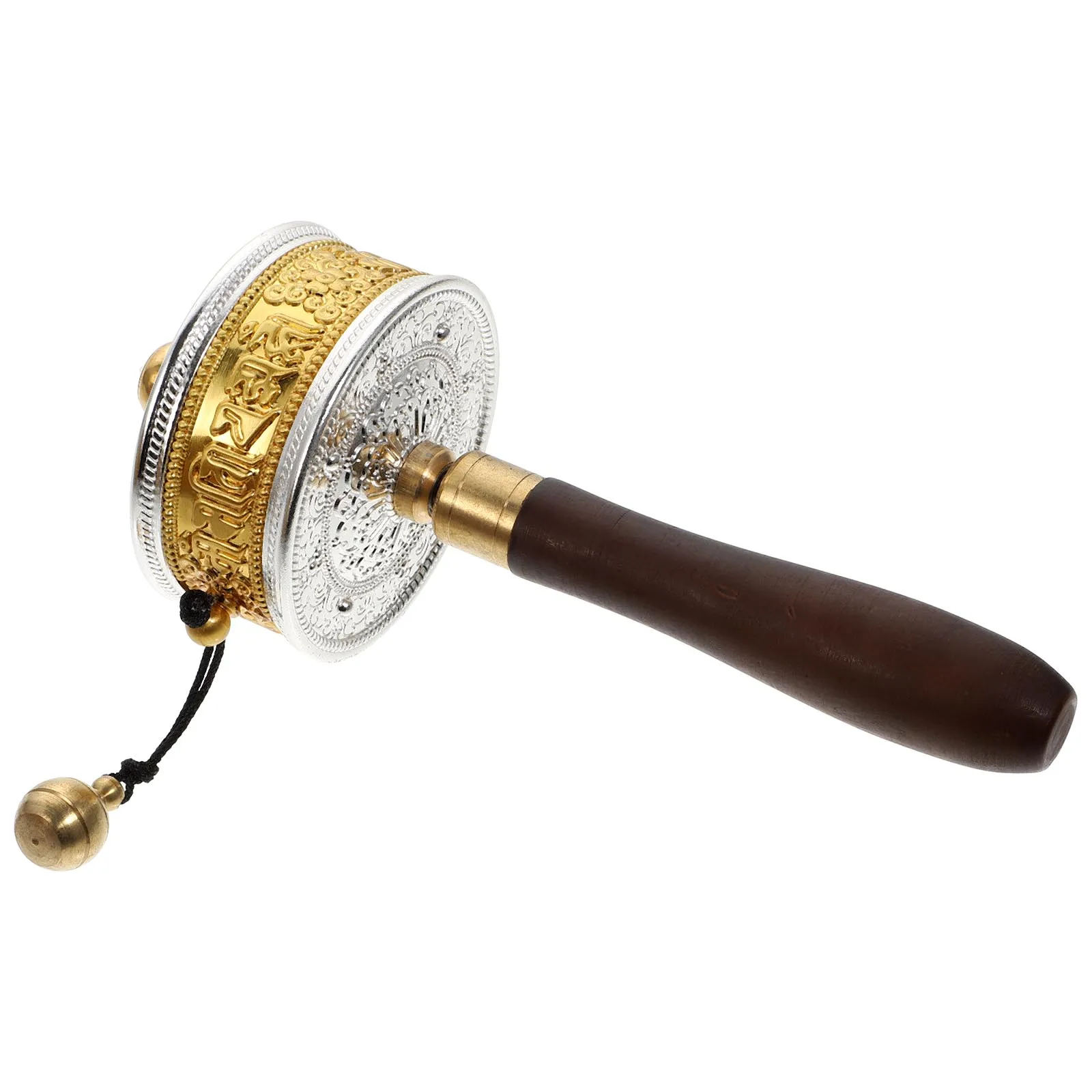 

Hand Cranked Prayer Wheel Copper Wood Handle Religious Decor Buddha Believers Gift Home Party Supplies Durability