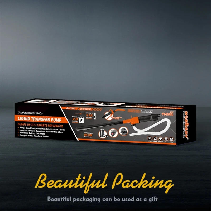 ปั๊มถ่ายน้ำมันเชื้อเพลิงแบบพกพาที่ใช้แบตเตอรี่พร้อมหัวฉีดปรับการไหล ใช้งานง่าย ปั๊มถ่ายเทของเหลว ใช้งานง่าย