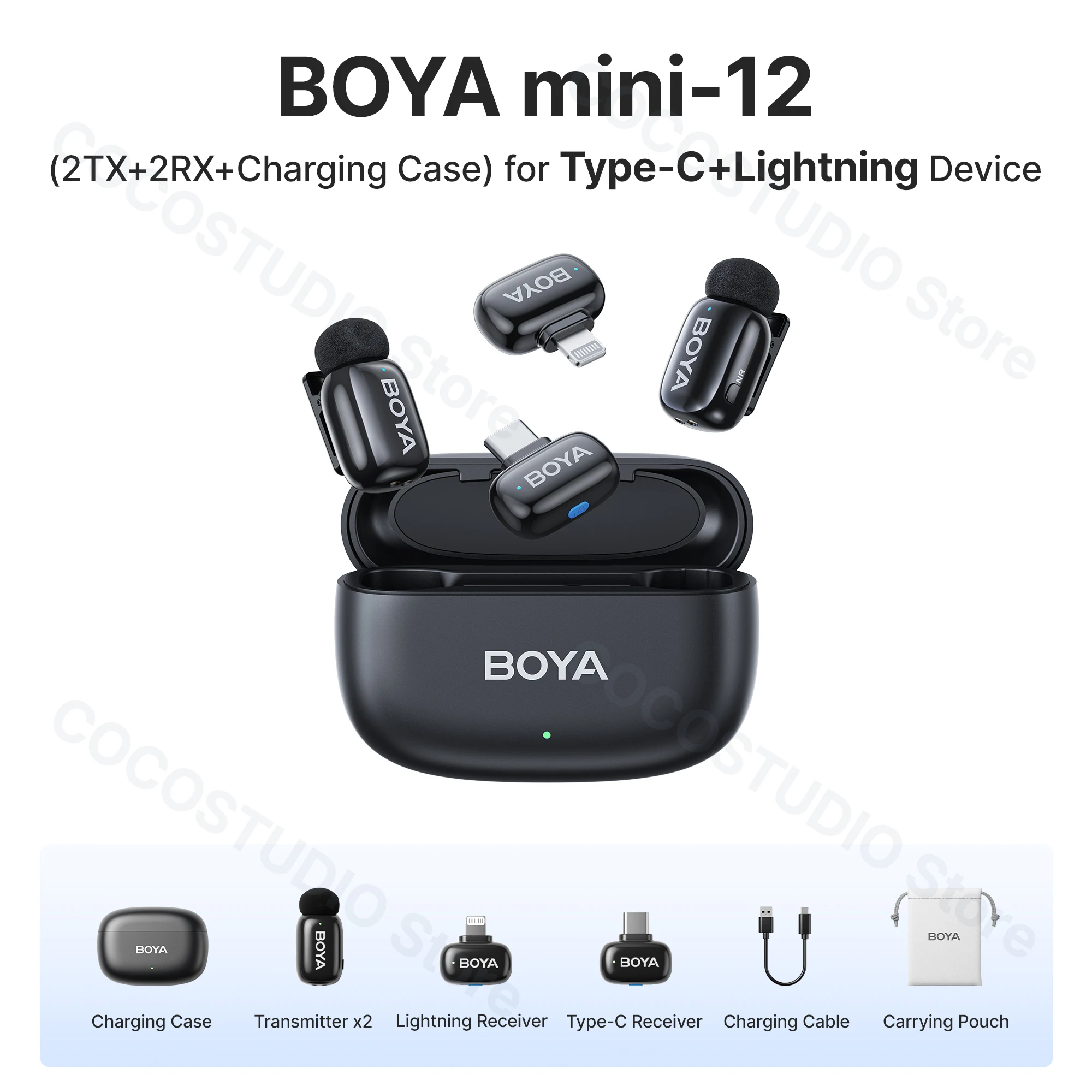 Boya Microphone Sans Fil Mini-12 Black One Size unisex 3