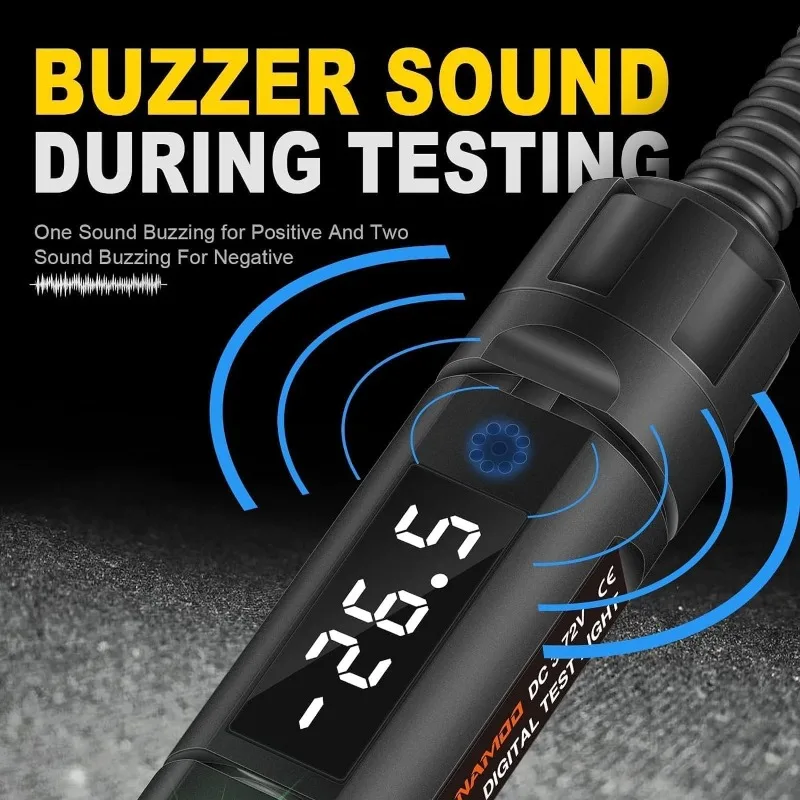 3-72V Car Circuit Test Light Polarity Detector Dual-function Tester with Indicator Illumination Lamp Check Vehicle Wiring