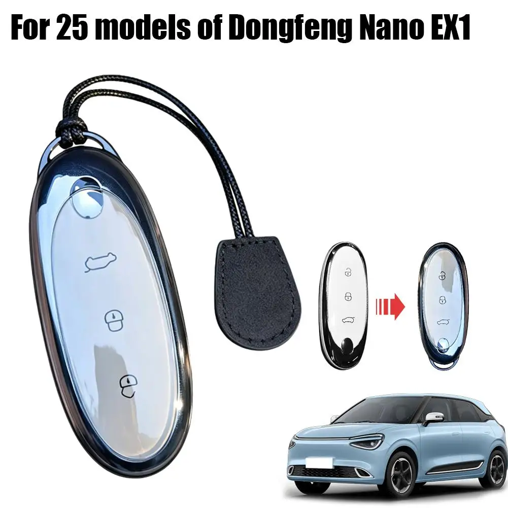 Funda Transparente para Llave de Coche, Carcasa de TPU para Control Remoto con Llavero para Dongfeng Nano 01 EX1 Nano BOX 2025 2026, Accesorios para Vehículos Eléctricos