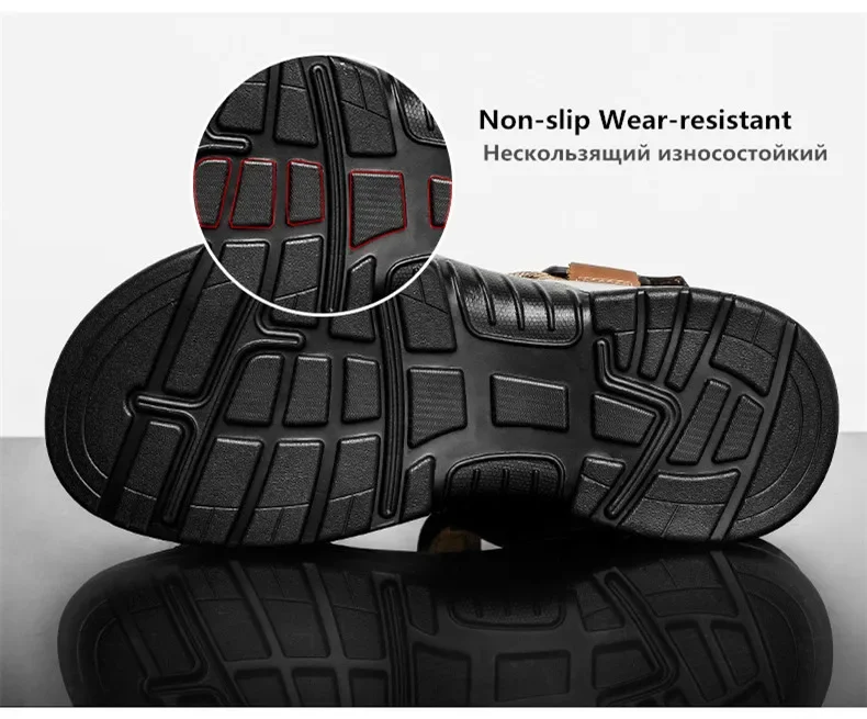 Neue Sommer Echtes Leder Männer Sandalen Mode-Design Atmungsaktive Casual Schuhe Männer Weichen Boden Outdoor Strand Sandalen Große Größe 46 – Detail 10