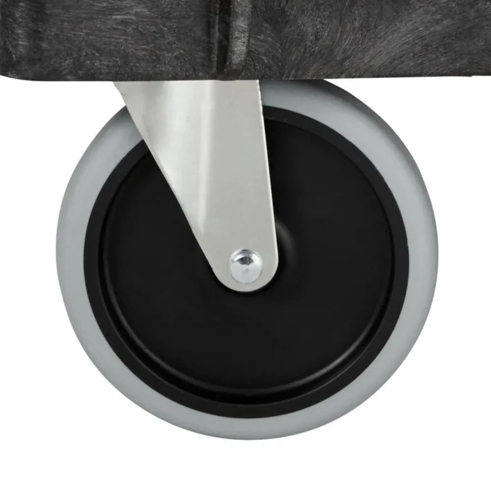 Wózek narzędziowy Rubbermaid Commercial, 2-poziomowy, z kółkami, udźwig 136 kg, czarny, półki z krawędzią i uchwytem