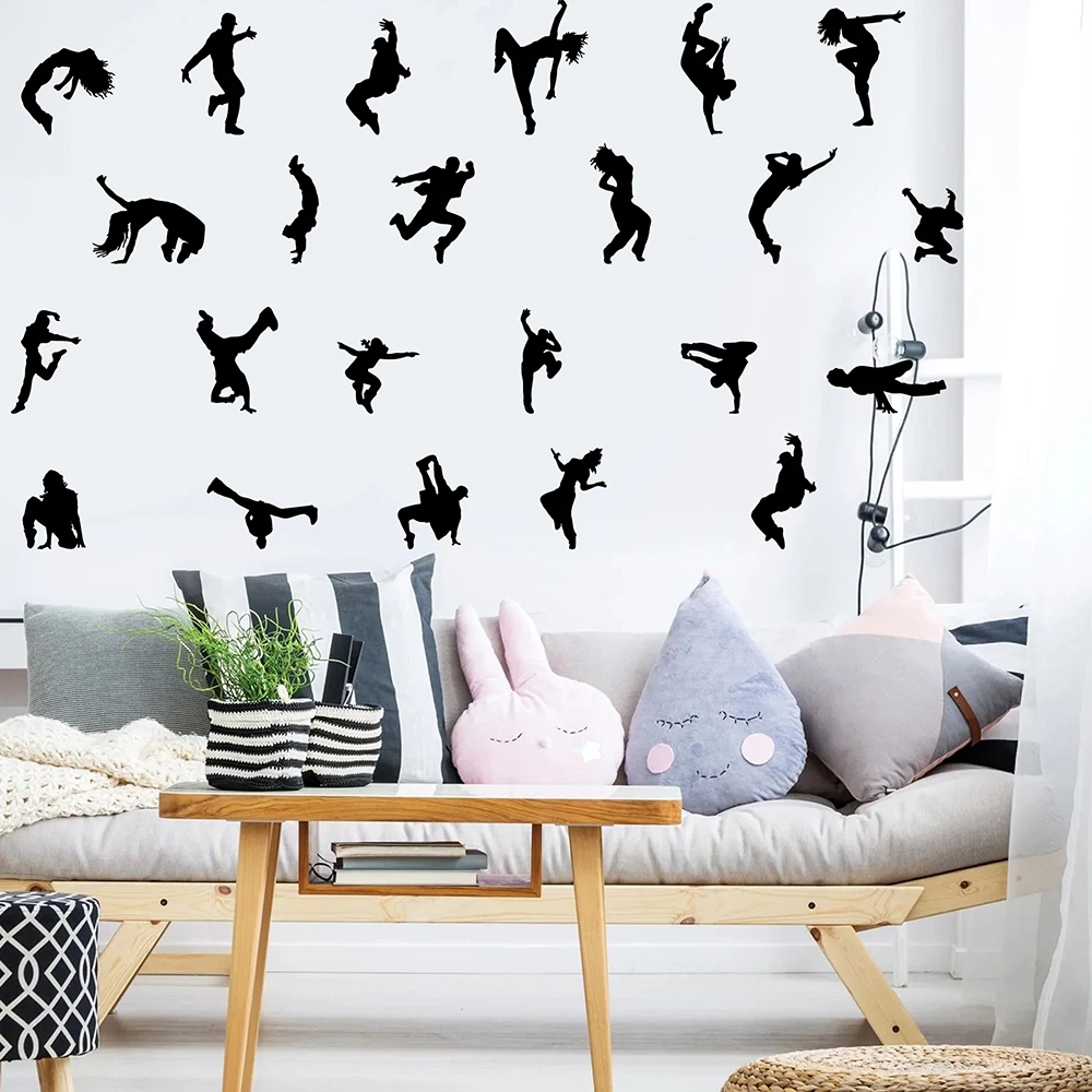 22Pcs Break Dancers Hip Hop Dancer Wall Sticker Decal Women Men Dance Music Fans Teen Children Bedroom Playroom   Decor