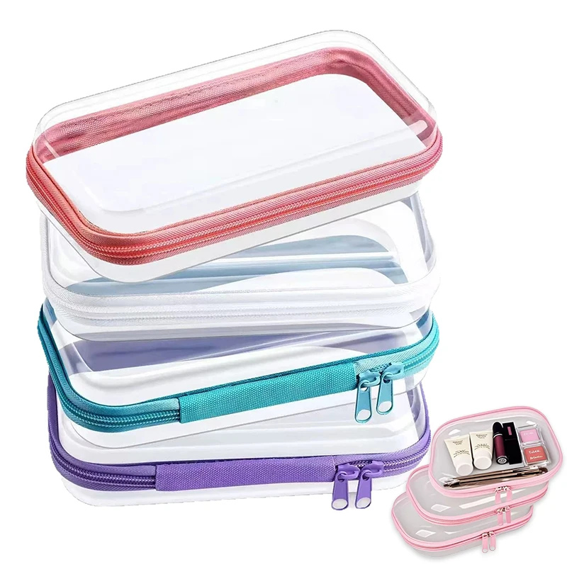 Transparente Hartschalen-Reißverschlusstasche, Wasserdichte Kosmetiktasche & Reise-Toilettentasche, Windeltasche zur Organisation