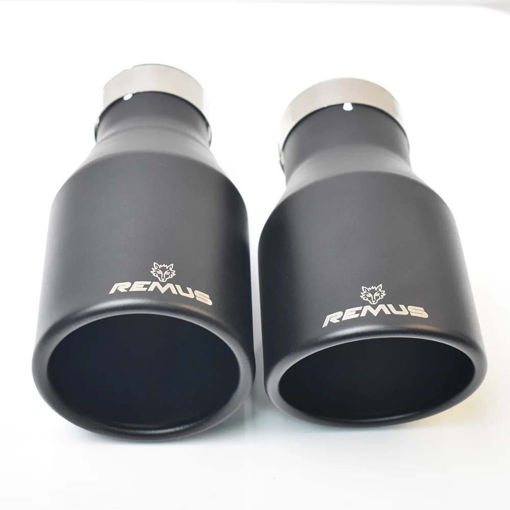 1 PC Matt Black Muffler Stainless Steel Universal  End pipe Car Exhaust Pipe Curly Edge Exhaust Tip