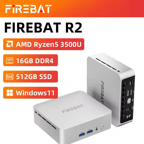FIREBAT R2 Mini PC AMD Ryzen 5 3500U (Beats N150/N97) 16GB RAM 512GB SSD Desktop Mini Computers WIFI6 BT5.2 Dual 4k Display