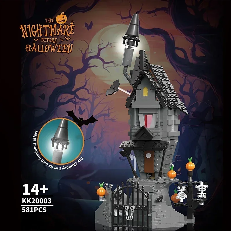 

581PCS Nightmareal Castle Building Blocks Ghost Skeletion Pumpkin Hut Model MOC Bricks Educational DIY Toys For Kids Gifts