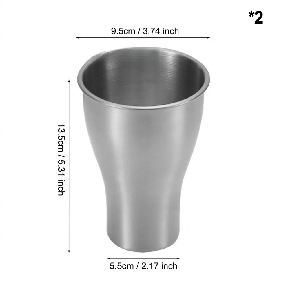 2 Piece 500ml Stainless Steel Cups for Cold Drinks with Balanced Proportions and Polished Metallic Exterior Finish