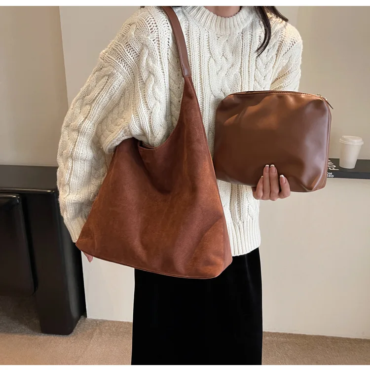 Casual Large-Capacity Shoulder Bag for Women: Denim Tote Bag, Simple and Versatile Underarm Bag