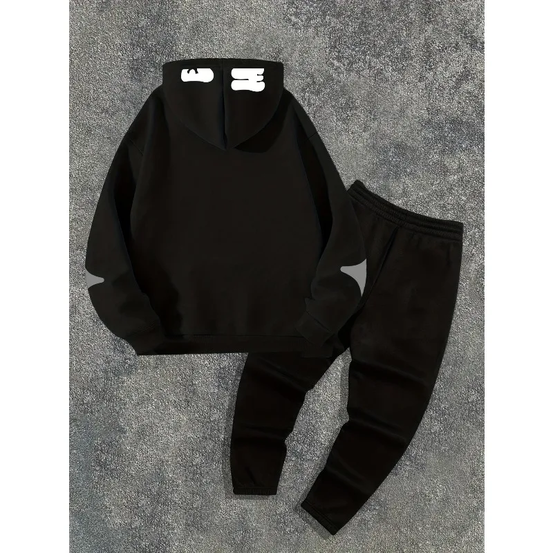 Sweat-shirt à capuche et pantalon pour hommes, imprimé en 3D, Style épaule, ensemble deux pièces pour les sports décontractés du printemps et de l'automne, 2025