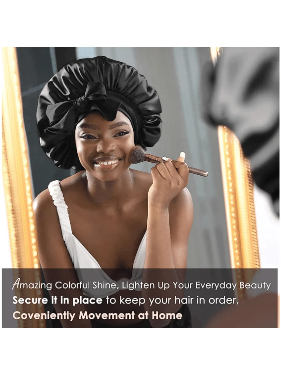 Bonnet de Couchage en Satin Solide pour Femme, Turban avec Bande Extensible, Bonnet de Douche de Nuit, Couvre-Tête Réglable, Nouvelle Collection