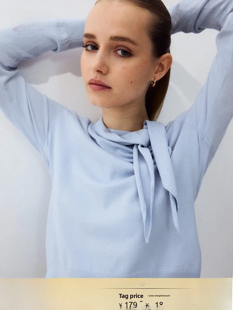 

Новый женский свитер H&M весна: повседневный, облегающий, однотонный, с V-образным вырезом, вязаный топ из комфортного нейлона и вискозы