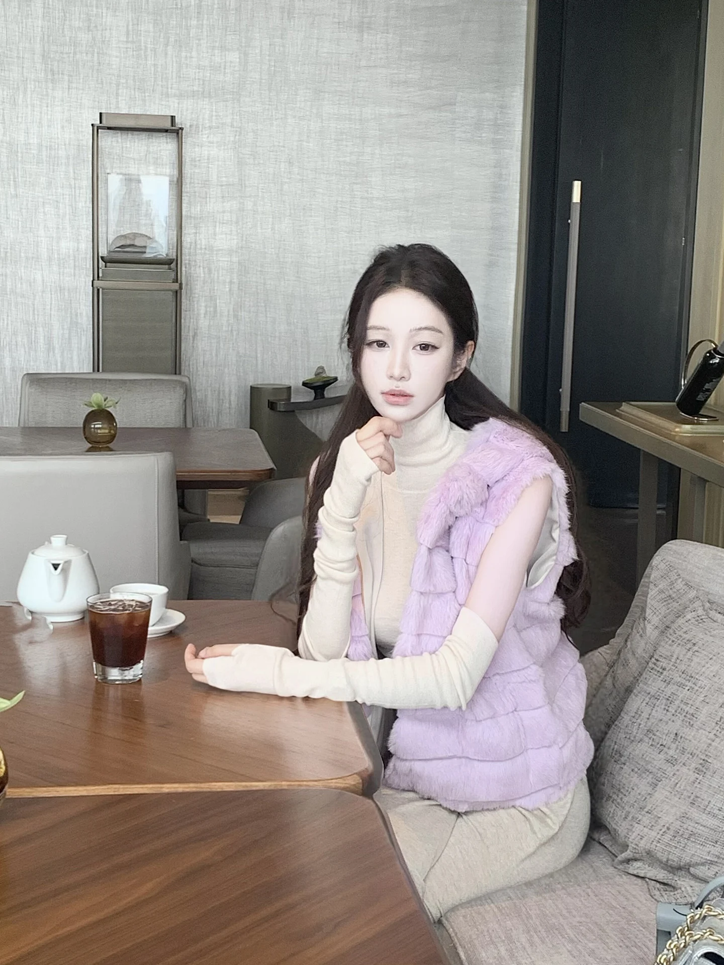 

Amor AAA ade Rabbit Fur Leather Jaet Dual Color Ele Sle Youth Women's Faion Autumn Collection Slim Fit pe