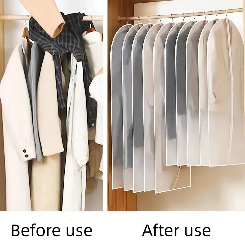 Clothes Hanging Dust Cover Wedding Dress Cover Suit Coat Storage Bag Transparent Fully Enclosed Clothes Cover With Zipper