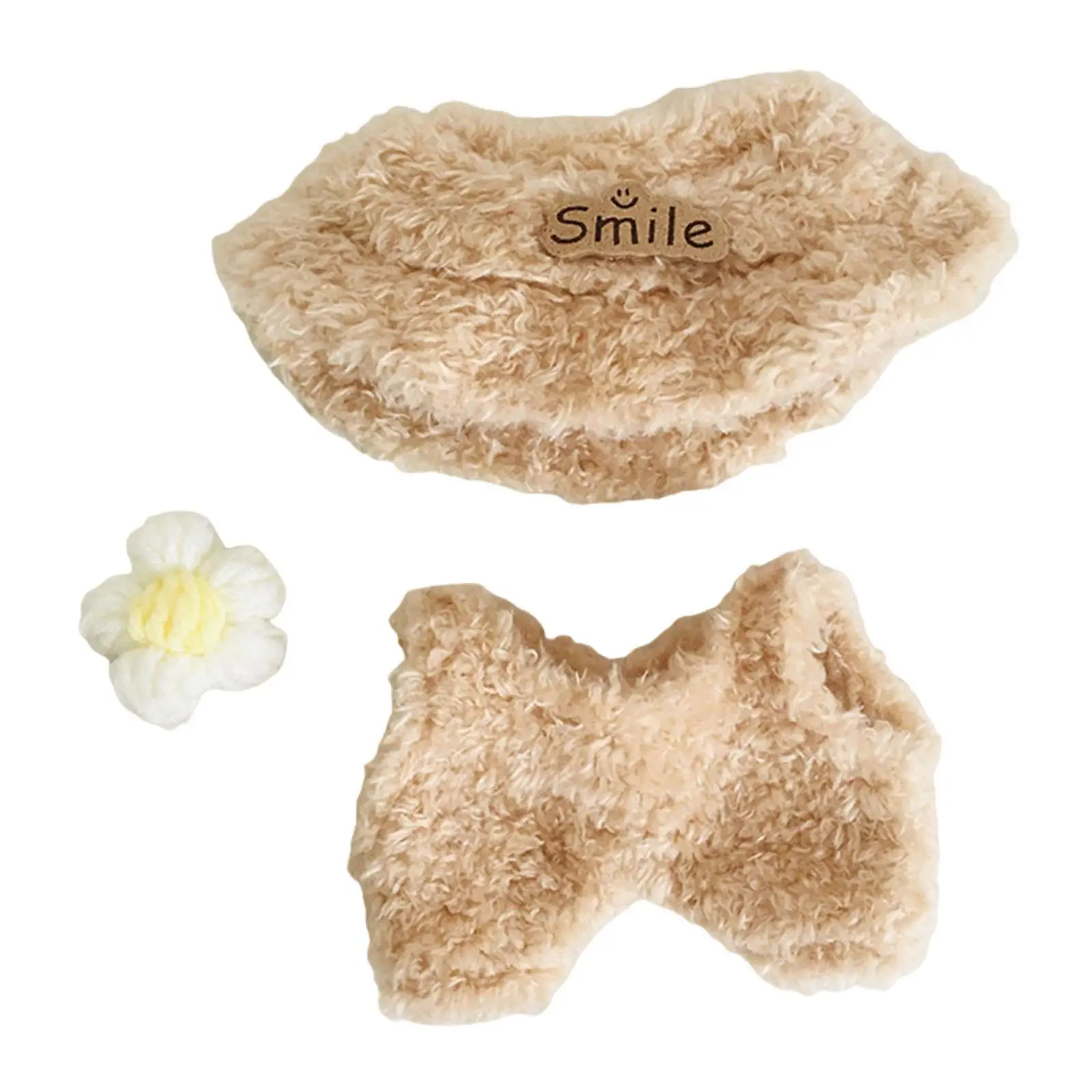 

Плюшевый комбинезон для куклы с рыбацкой шляпкой, милый, для детских подарков на день рождения, аксессуары для рукоделия, заколка для волос в виде цветка для куклы 17 см