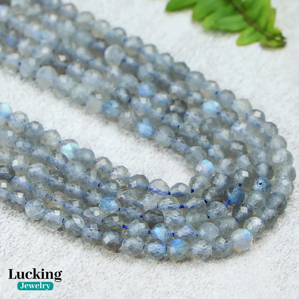 A+ 4mm Natural Shinny Labradorite Faceted Beads For Jewelry Making DIY Bracelets Accessories 15''