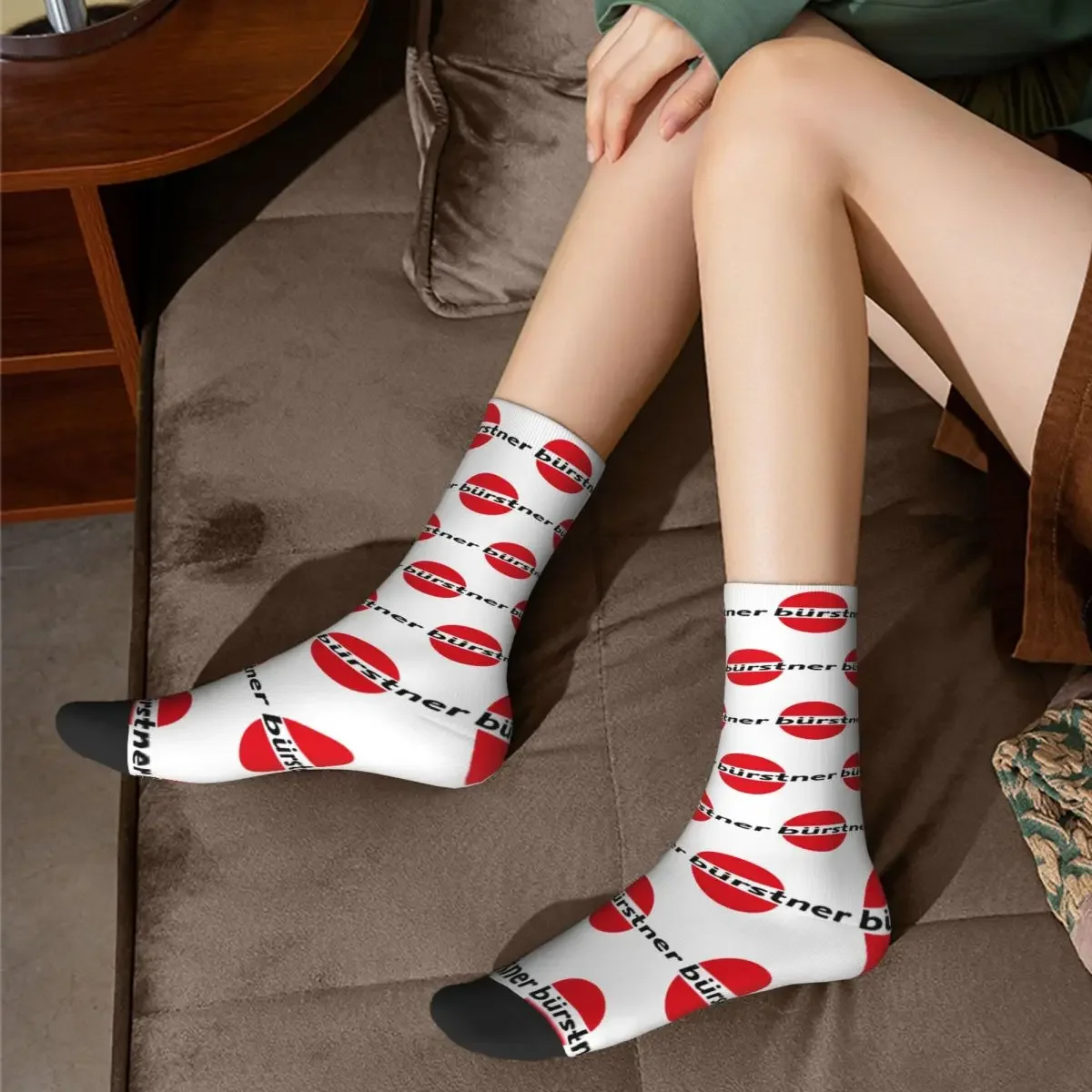 Burstner-calcetines largos con logotipo Harajuku para hombre y mujer, medias Súper suaves, accesorios para todas las estaciones, regalos de navidad