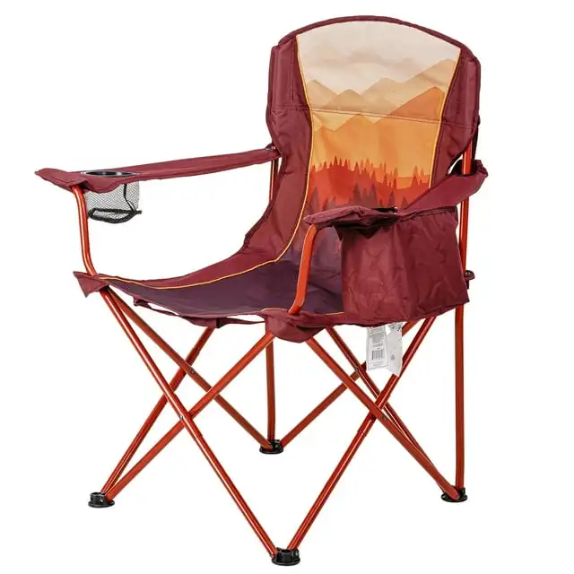 

Ozark Trail Oversized Camp Chair with Cooler, Ombre Mountains Design, Red and Orange