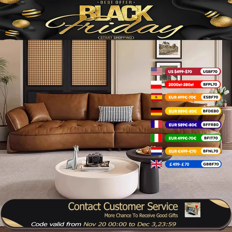 

Wood Brown European Sofas Waterproof Armrest Luxury Floor Lounges Couch Puffs Nordic Designer Divani 2 Posti Unique Furniture