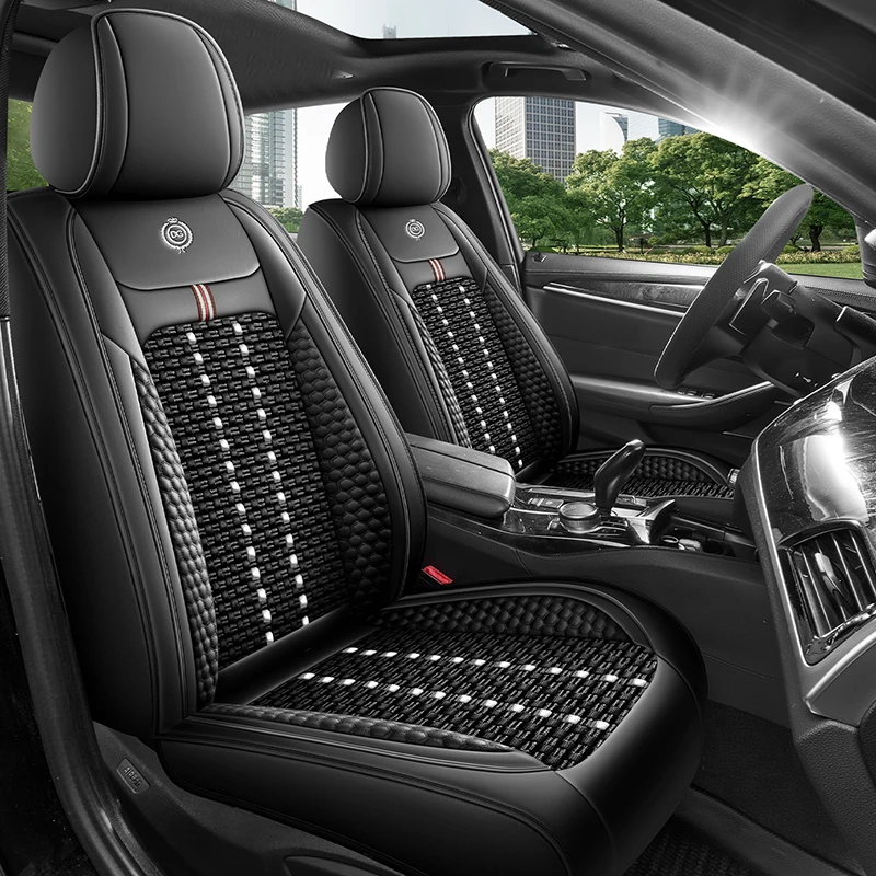 Ice silk material front two-seat car seat covers, classic color options available, suitable for most models