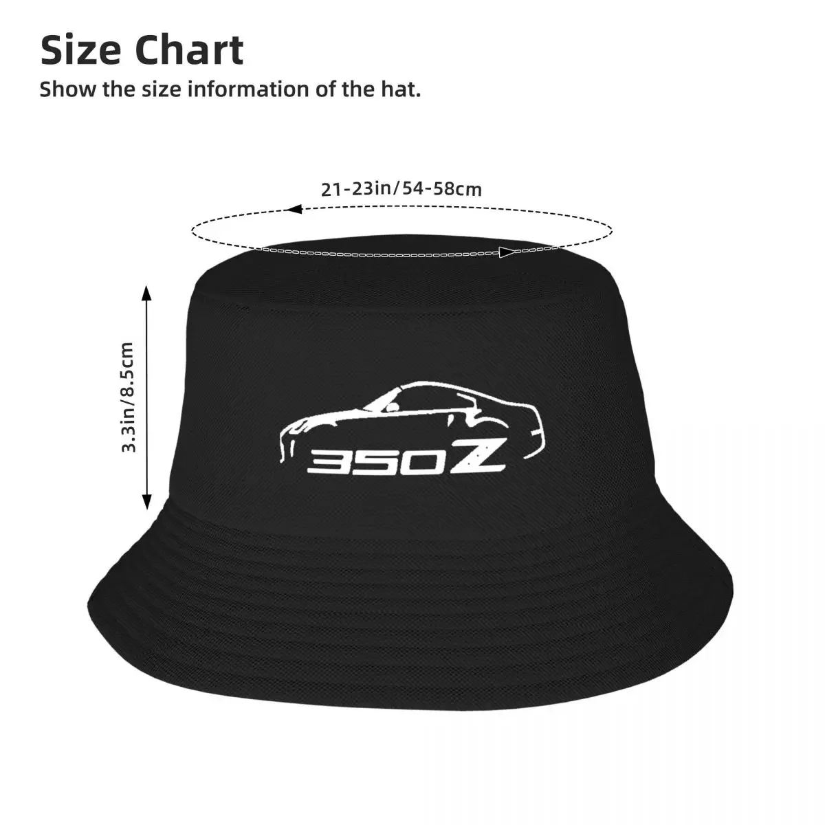 350Z Logo Car Bucket Hat para Homens e Mulheres, Tampas De Pesca, Rave Beach Hat
