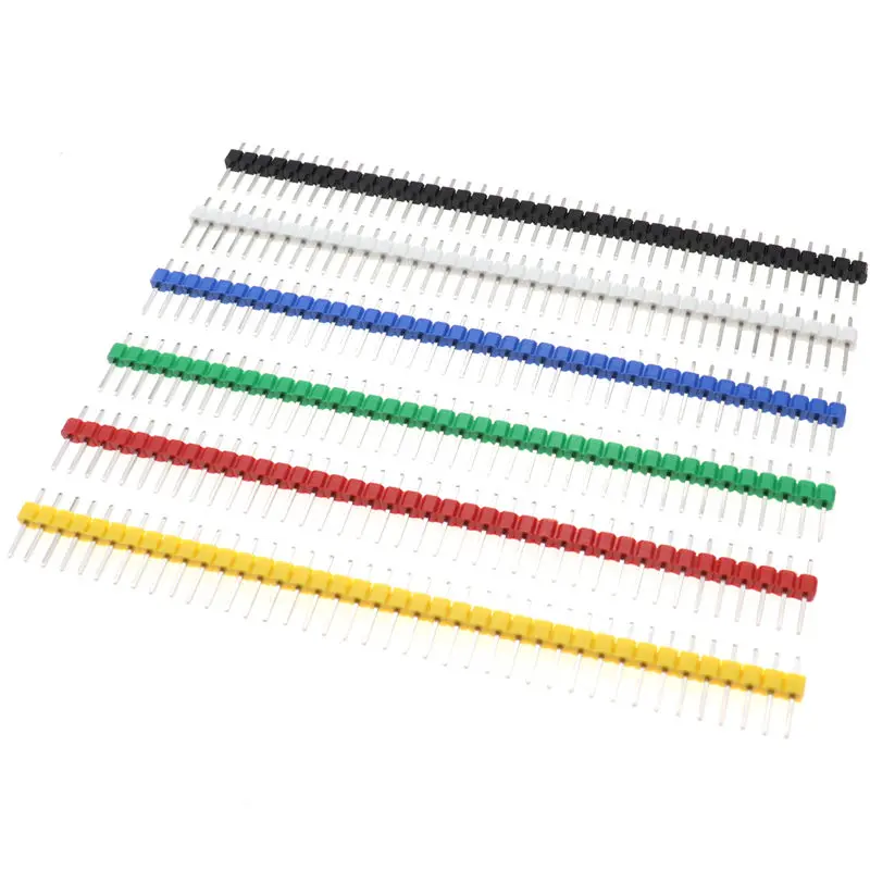 10pcs 40 Pin 1x40 Single Row Male 2.54 Breakable Pin Header Connector Strip White/Black/Red/Blue/Green/Yellow