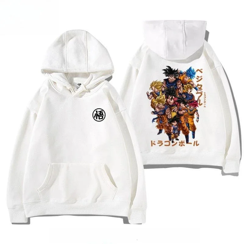 Dragon Ball Anime Co-branded Wukong Vegeta dibujos animados cómic estampado cárdigan con capucha suéter chaqueta de talla grande para hombres y mujeres