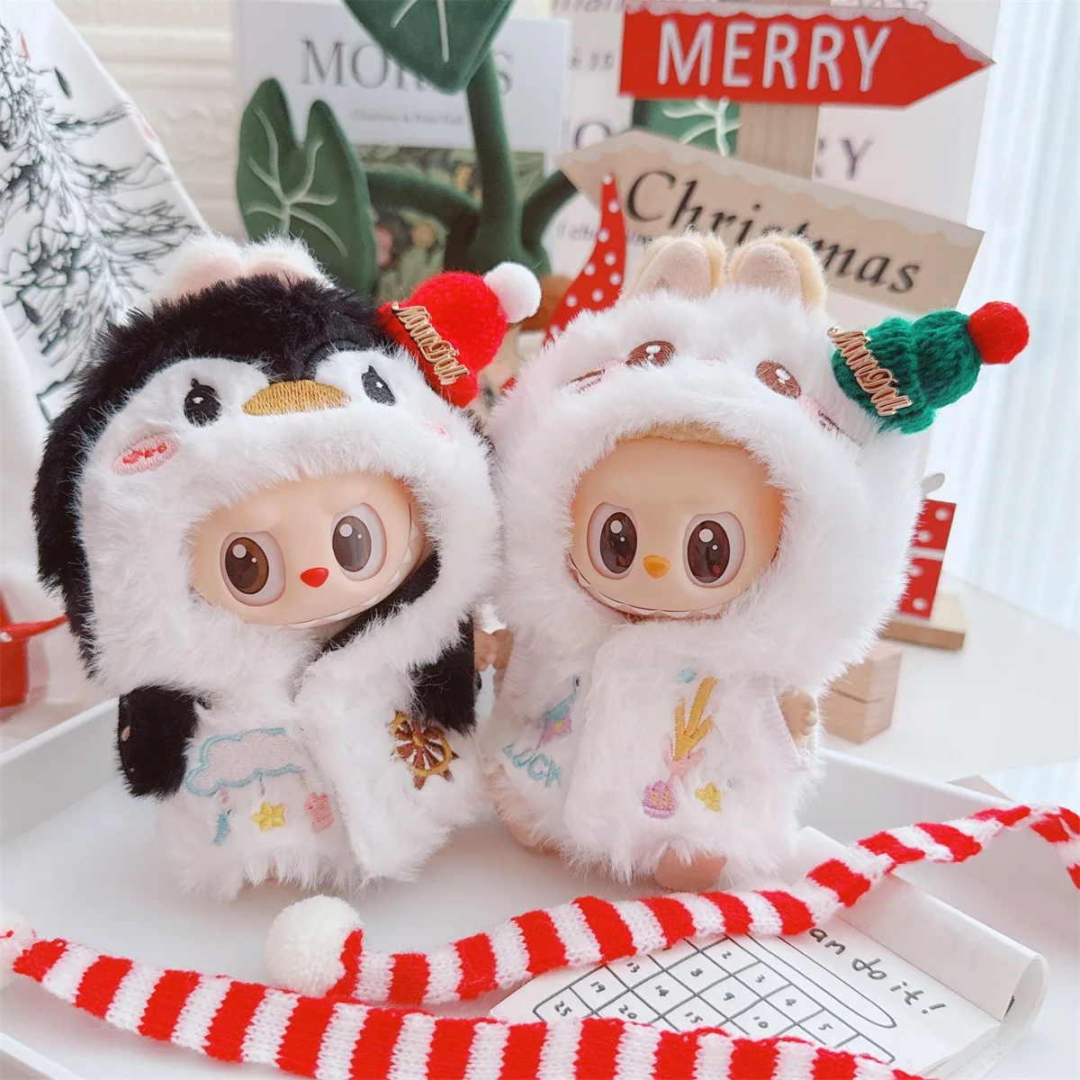 

Labubu Winter Christmas Set Labubu 2nd Gen Macaron Party Labubu Sitting Party Doll Clothes for Generation 1 and 2
