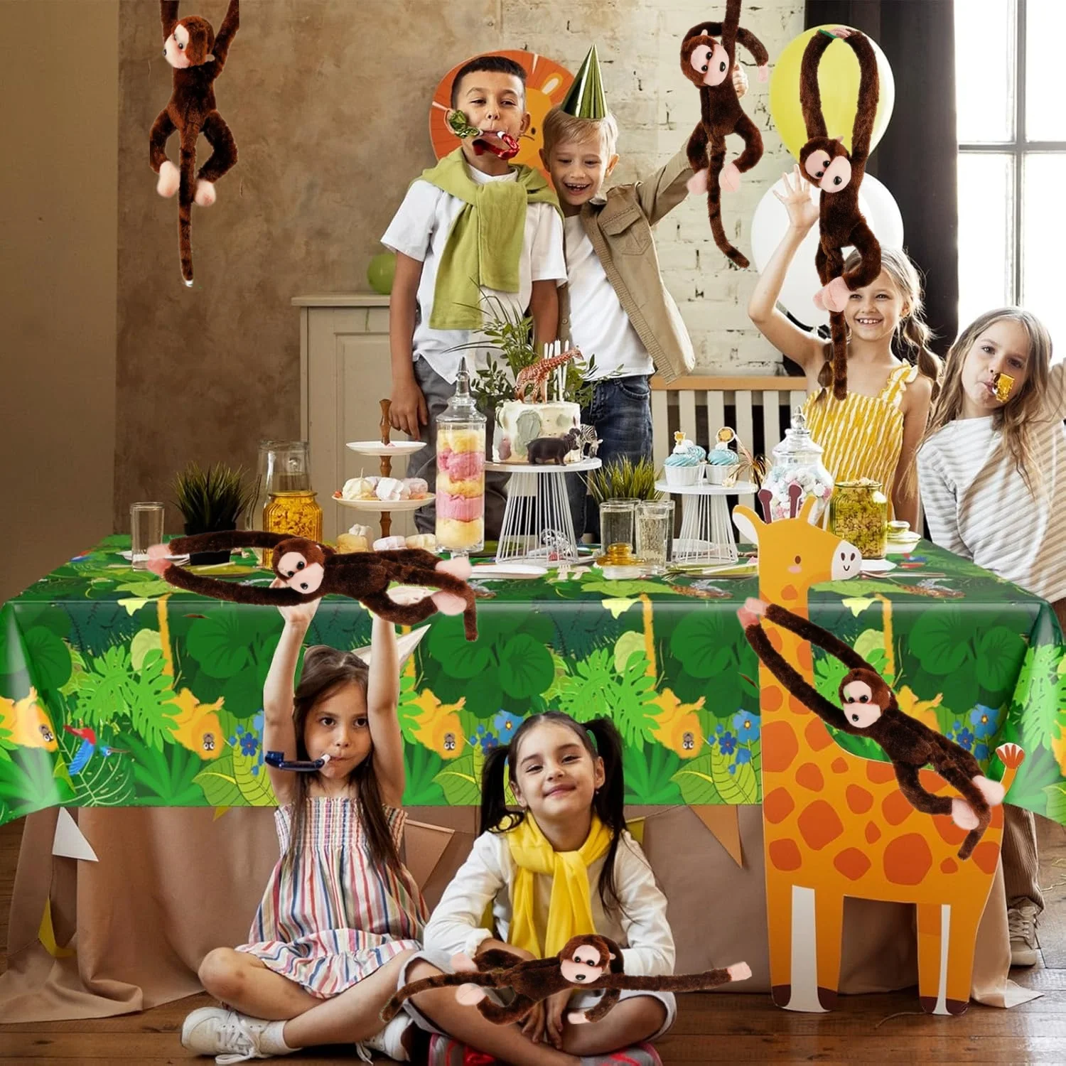 6-20 個の森のぬいぐるみ 23 センチメートルぶら下げ猿ぬいぐるみフックループファスナー手付きベビーシャワーパーティーの記念品