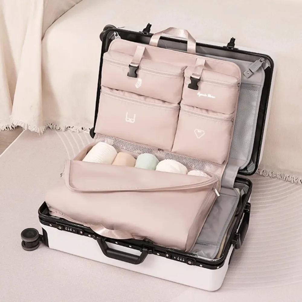 

Hanging Luggage Organizer Pouch Foldable Large Capacity Suitcase Clothes Storage Bag with Handle Washable Travel Bag Organizer