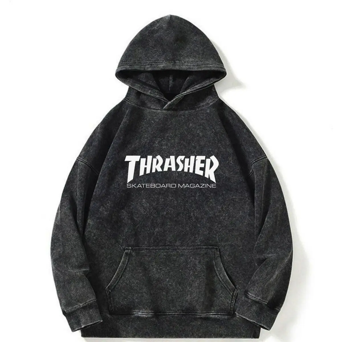 Thrasher Skate Brand Sudadera con capucha de algodón desgastado lavado para mujer Jersey informal de manga larga
