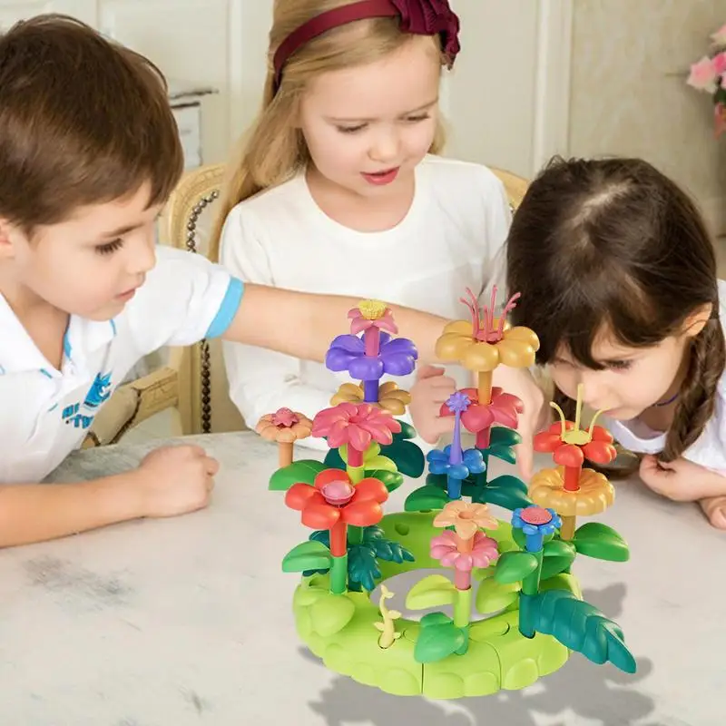 Árbol de apilamiento de flores de juguete, juego creativo e creativo, bloques apilables, juguetes Montessori de aprendizaje