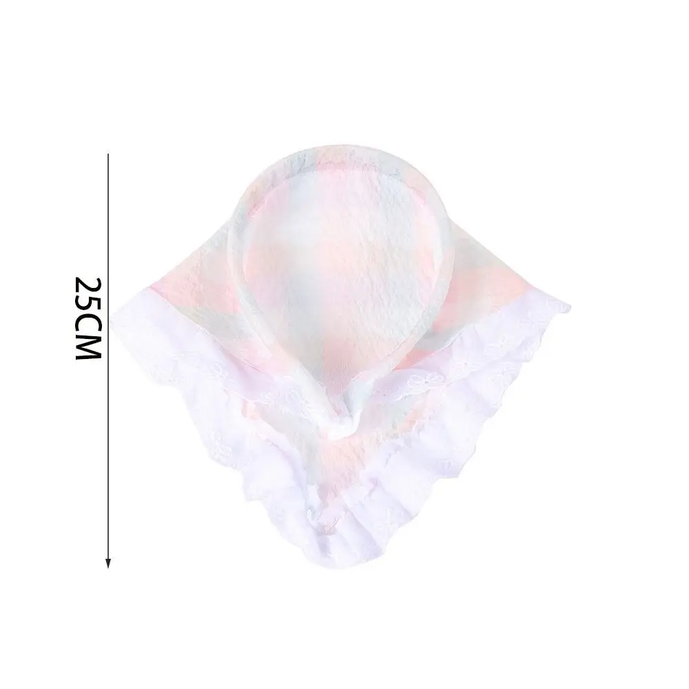 怠け者レーススカーフ三角スカーフヘアフープヘアアクセサリーレースヘッドバンド日焼け止めスカーフグリッド