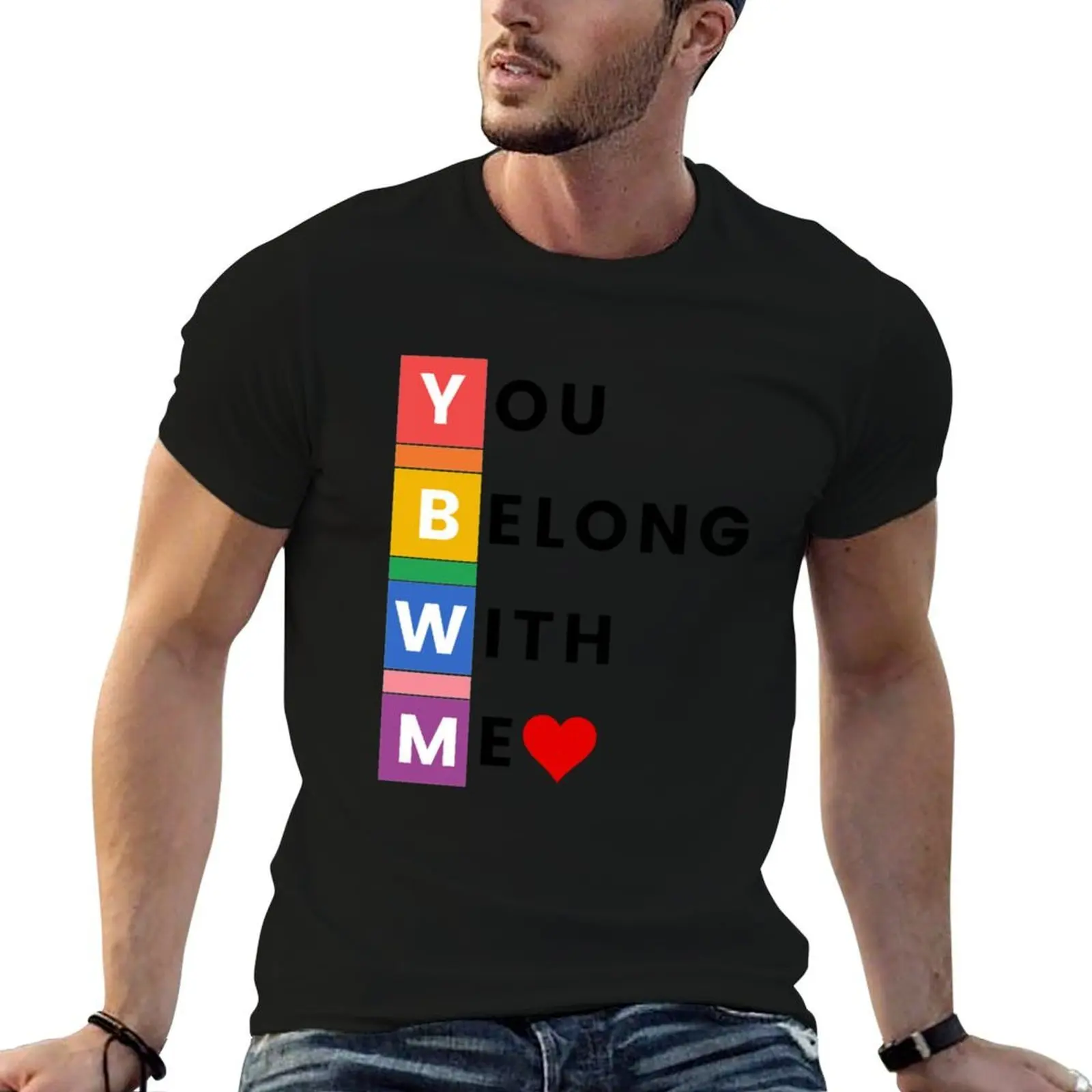 T-shirt Premium décontracté et respirant à manches courtes, avec l'inscription « You belong with me »