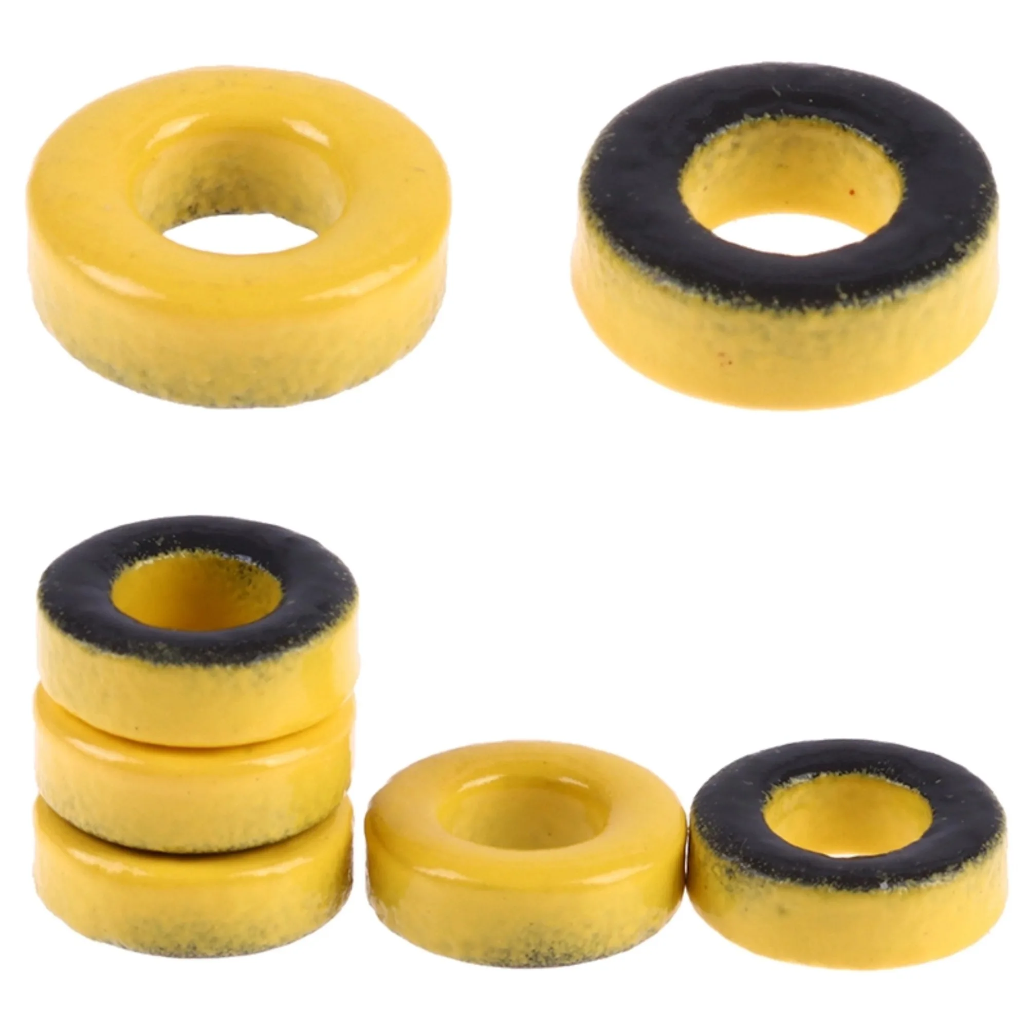 5Pieces T37-6 Iron Powder Cores 9.5*5.2*3.3mm AL=3.0nH/N2 8.5uo Iron Dust Core Ferrite Toroid Core Coating Yellow Gray