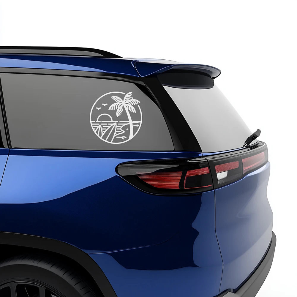 

Милые наклейки на окна автомобиля с изображением плюма дерева и моря стикеры аксессуары для стайлинга наклейки для тюнинга кемпера высечка