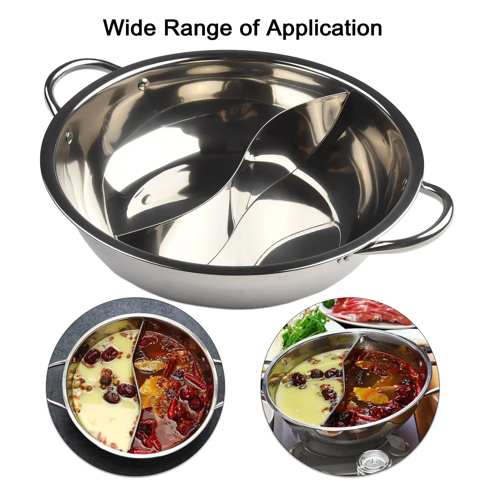 28cm Hot Pot Twin Divided Stainless Steel 28cm Cookware Hot Pot Ruled Compatible For Family Dinner And Friend Party