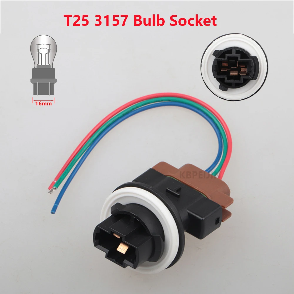 1x For Jeep Chrysler Dodge Ram Car Light T25 3157 Bulb Holder Connector Socket Adapter Accessories