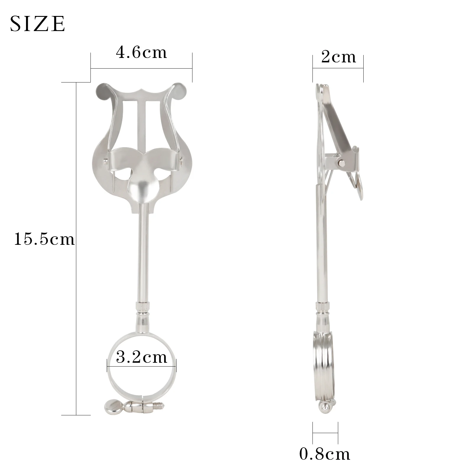 ZJ-4/ZJ-6 Trumpet Marching Lyre Portable Music Stand Music Sheet Clip Iron Clamp on Holder with Rubber Pad Music Stand