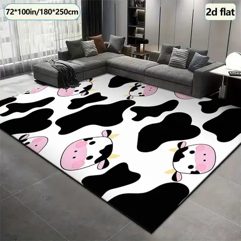 1 Piece Cute Cow Print Carpet, Soft and Comfortable, All Seasons, Lightweight and Easy to Care For, Home Decor, Living Room, Bedroom, Entryway, Winter, Autumn