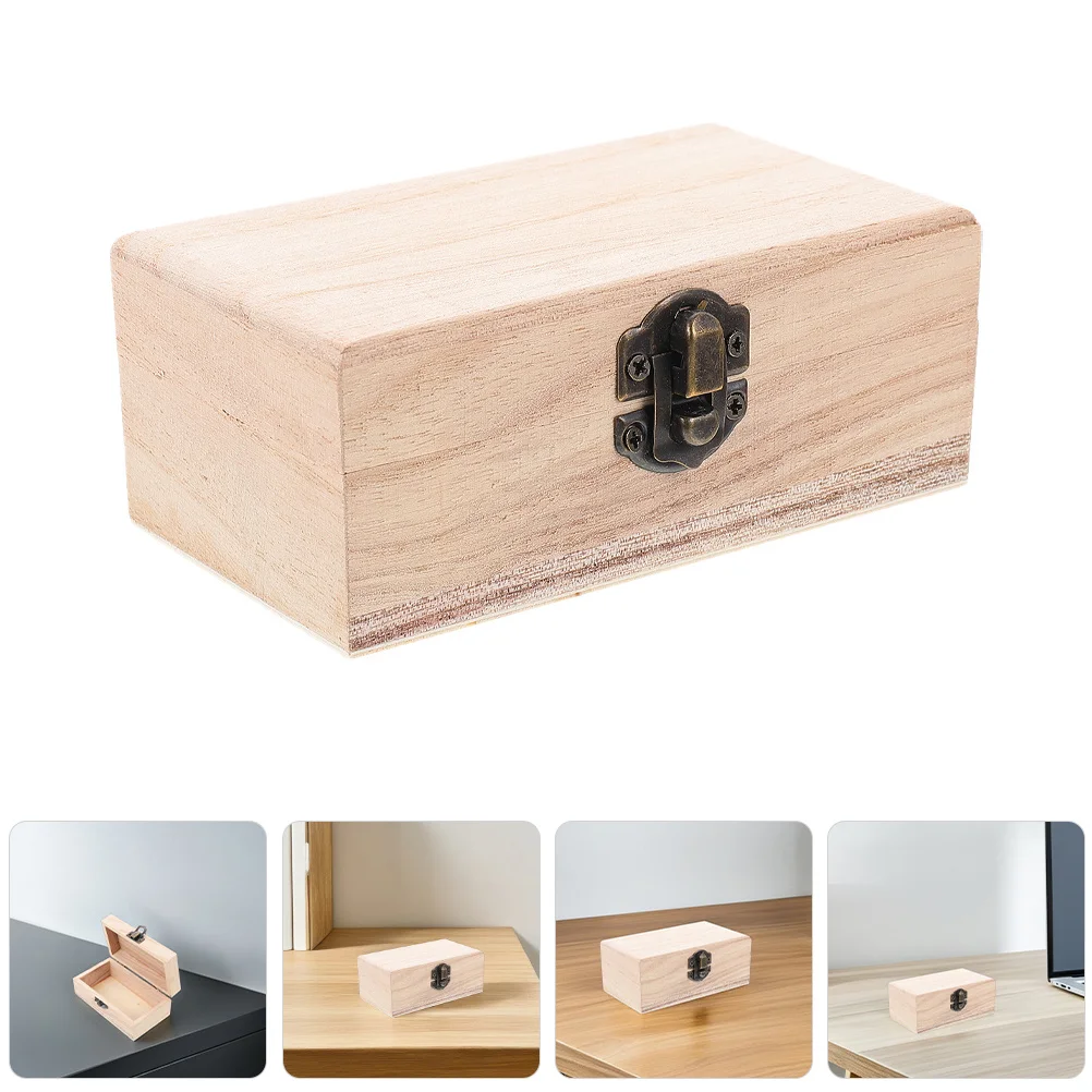 

2Pcs Wooden Jewelry Organizer DIY Craft Box Natural Wood Storage Chest Unfinished Paintable Decorative Box DIY Decorative Boxes