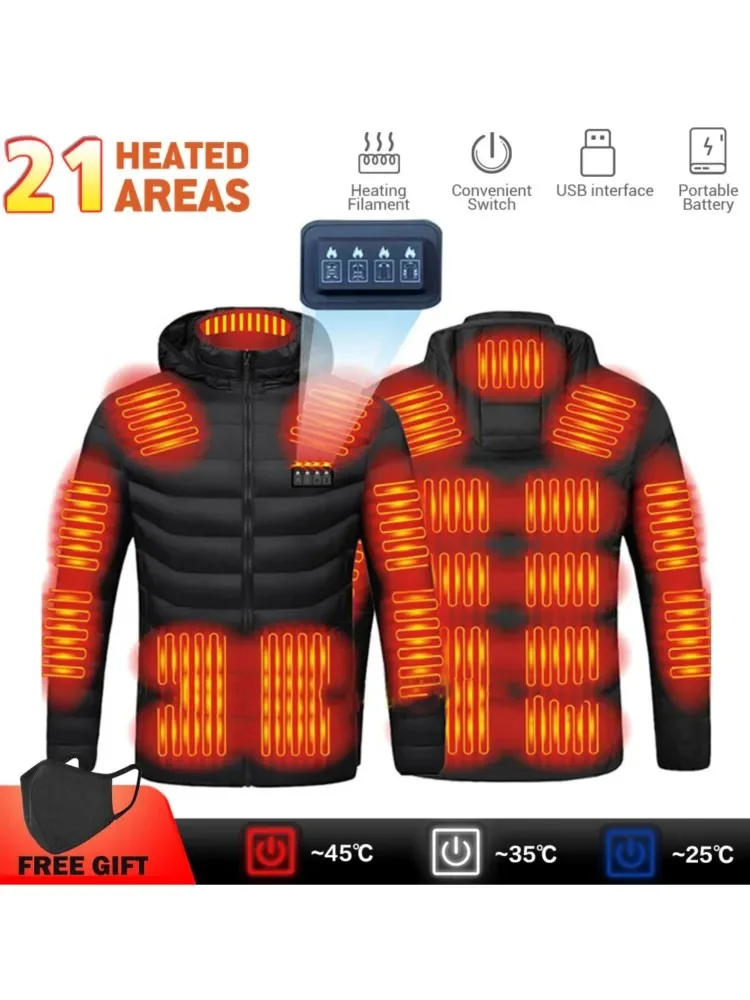 

Heated Jacket USB Electric Heated Coat Men Hunting Hiking Camping Riding Outdoor Skiing Heating Jacket Camping Heated Clothing