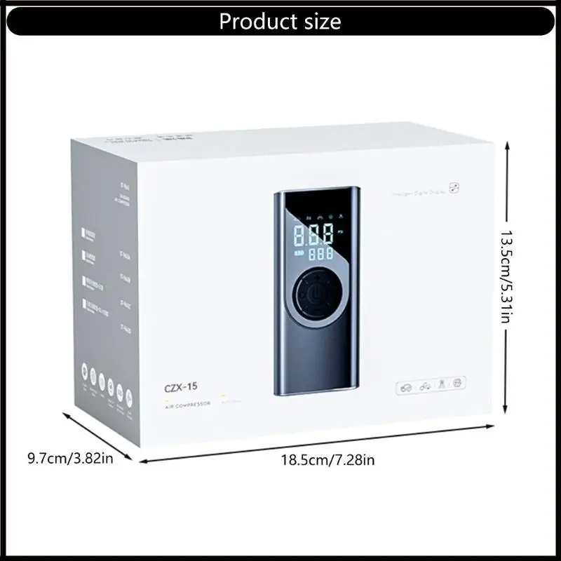 منفاخ إطارات ABS 150 رطل لكل بوصة مربعة، مضخات هواء سهلة الحمل مع شاشة رقمية، مضخات هواء مدمجة، جهاز نفخ سريع متعدد الوظائف #6